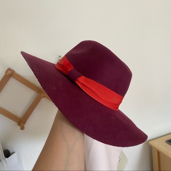 Anthropologie Color Block Wood Fedora 
